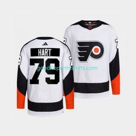 Philadelphia Flyers Carter Hart 79 Adidas 2022 Reverse Retro Wit Authentic Shirt - Mannen